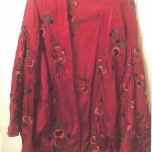 Silky embroidered Kimono top with bell sleeves